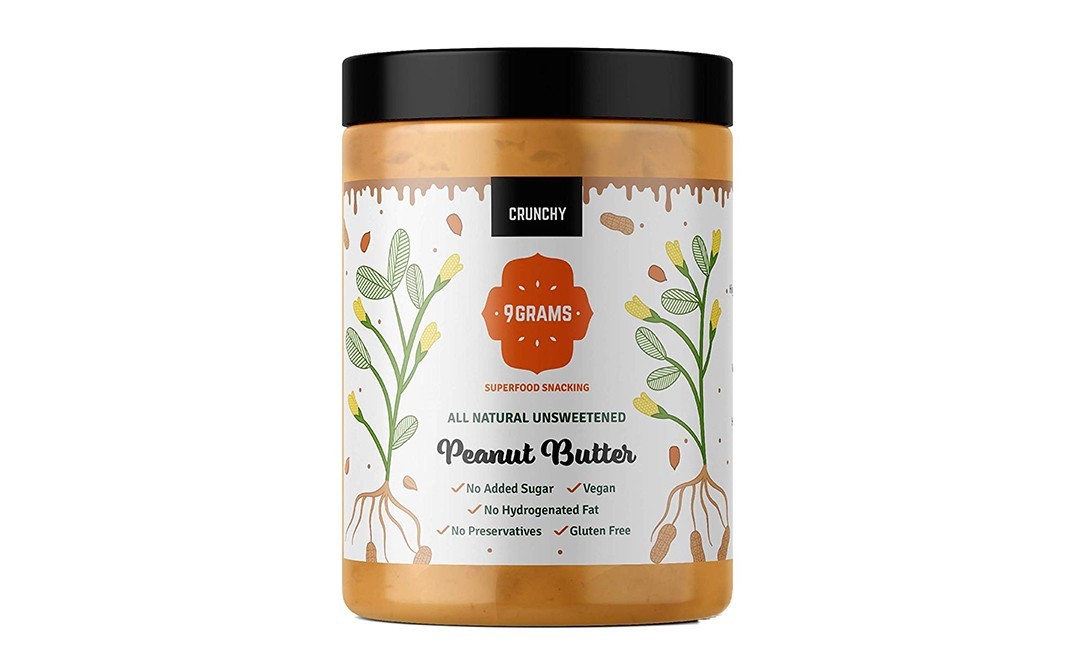 9Grams All Natural Unsweetened Peanut Butter Crunchy   Plastic Jar  500 grams